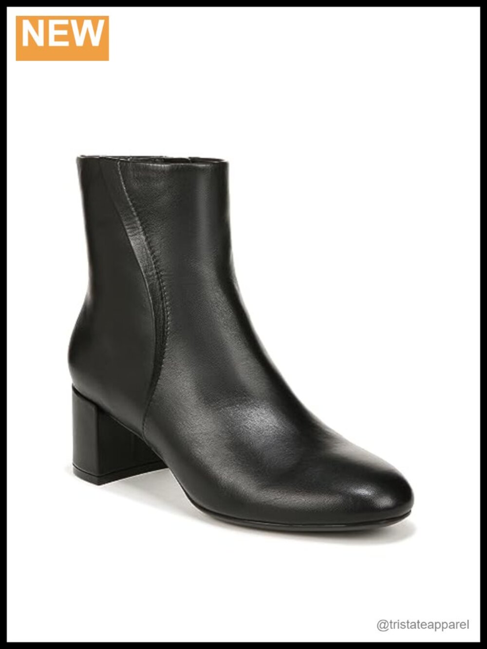 Naturalizer River Ankle Booties Women's Leather Zip Block Heel Short Boots